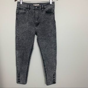 Levi's MIle HIgh Super Skinny Jeans Black Acid Wash Size 31